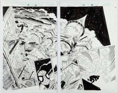 John Byrne and Dan Green The Amazing Spider-Man #15 Double Page Spread 6-7 Original Art (Marvel, 2000). | Heritage