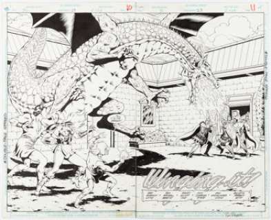 Ron Randall and Randy Elliot Dragonlance #23 Double Splash Page 9-10 Original Art (DC, 1990).