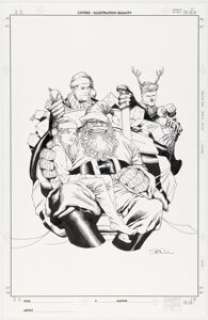 Steve McNiven - Fantastic Four Christmas Illustration Original Art (undated). | Heritage