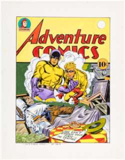 Joe Simon Adventure Comics #74 Sandman and Sandy Cover Re-Creation Original Art (undated). | Heritage