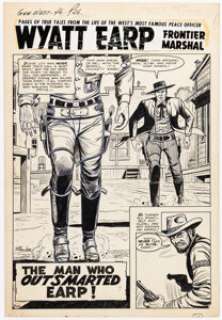 Dick Ayers Gunsmoke Western #46 Complete 5-Page Story "The Man Who Outsmarted Wyatt Earp" Original Art (Marvel, 1958). (Total: 5 Original Art) | Heritage