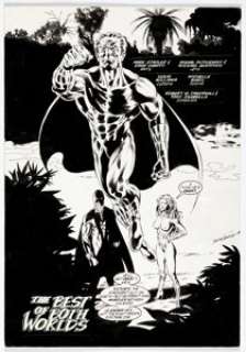 Michal Dutkiewicz and Mike Gustovich Hero Alliance & Justice Machine: Identity Crisis #1 Splash Page 1 Original Art (Innovation, 1990).