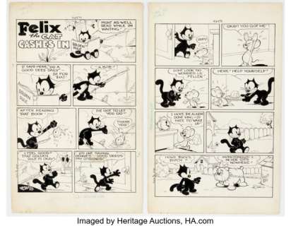 Otto Messmer (attributed) Felix the Cat #2 "Felix the Cat Cashes In" Complete 14-Page Story Original Art (Dell, 1948). (Total: 14 Items) | Heritage