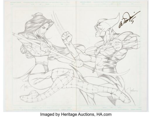 Billy Tucci Shi: Judgement Night #1 and Wolverine: Judgement Night #1 Interconnecting Covers Original Art (Crusade/Marvel, 2000). | Heritage