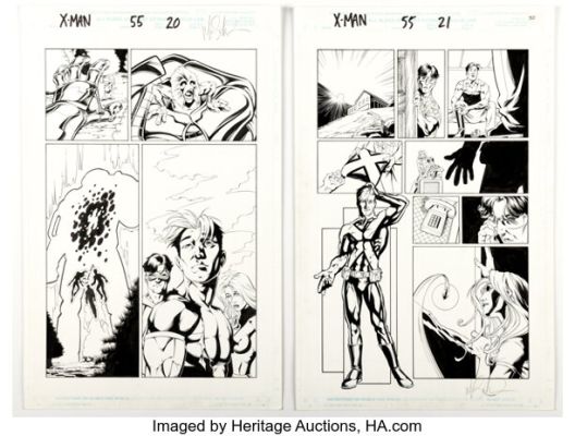 Mike Miller and Scott Koblish X-Man #55 New Costume First Appearance Story Pages 20-21 Original Art (Marvel, 1999). (Total: 2 Original Art) | Heritage