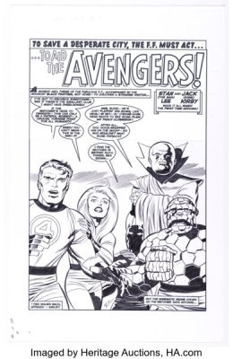 Bruce Timm [Erik Larsen and Ron Frenz lightboxed] Fantastic Four: World’s Greatest Comics Magazine #8 Splash Page 1 Inks Original Art (Marvel, 2001). | Heritage