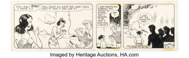 Merrill Blosser Freckles and His Friends Daily Comic Strip Original Art dated 8-7-43 (NEA Service, 1943).
