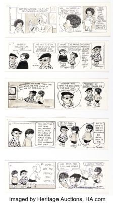 Morrie Turner Wee Pals Daily Comic Strips Original Art Group of 5 (United Features Syndicate, 1978-9) (Total: 5 Original Art)