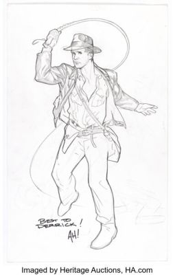 Adam Hughes - Indiana Jones Illustration Original Art (undated). | Heritage