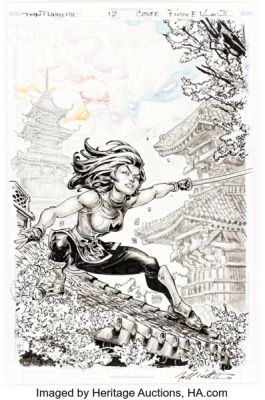 Freddie Williams II Teenage Mutant Ninja Turtles Universe #12 Cover Original Art (IDW, 2017).