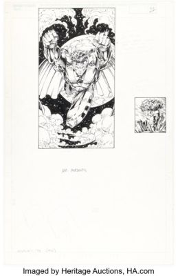 Brett Booth and Tom McWeeney WildC.A.T.s ’94 - Series 1 Mr. Majestic #10 Trading Card lllustration Original Art (Wildstorm, 1994). | Heritage