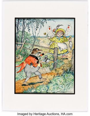 Harrison Cady - Jeremy Fisher and a Fairy from The World of Peter Rabbit Illustration Original Art (undated).