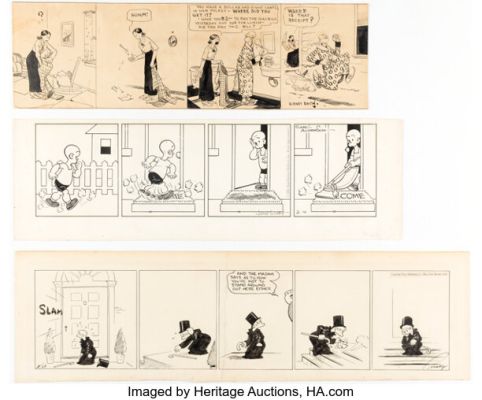 Sidney Smith, J. Carver Pusey, and Carl Anderson - Daily Comic Strips Original Art Group of 3 (various). (Total: 3 Original Art)