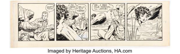Matt Baker Flamingo Daily Comic Strip Original Art dated 7-4-52 (Phoenix Features, 1952). | Heritage