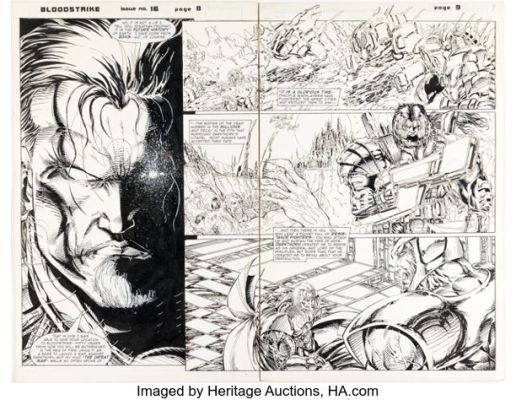 Karl Altstaetter Bloodstrike #16 Prophet Double-Page Spread 8-9 Original Art (Image, 1994).