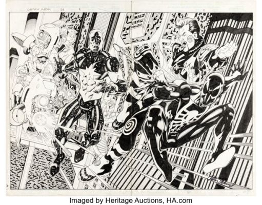 Chris Batista and Rich Perrotta Captain Marvel #28 Double-Page Splash 4-5 Original Art (Marvel, 2002). (Total: 2 Original Art) | Heritage