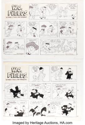Fred Fredericks W. C. Fields Consecutive Sunday Comic Strips Original Art Group of 2 (LA Times Syndicate, 1983). (Total: 2 Original Art)