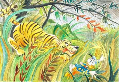 Donald Duck Inspired by Henri Rousseau - Large Painting - Tony Fernandez - Art acrylique | Catawiki