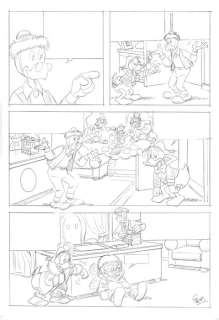 Donald Duck, Uncle Scrooge & Gyro - Original Preliminary Page - Antonio Carrillo - Art de crayon | Catawiki