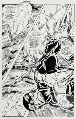 John Byrne / X-Men Hidden Years. Planche Originale N°19 Du T5 "Into the Maelstrom" Illustrant La Bête Dans Une Pose Similaire À La Couverture Du Comics. Très Belle Qualité D’exécution Pour Ce Découpage Dynamique Dela Page. Encre de Chine Signé Par Les 2 Artistes. Tbe+. 28 X 43 Cm |  | Dagoty