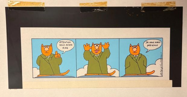 Geluck - Le Chat,... | Lot 36 - Geluck - Le Chat, rare bleu de coloriage à la gouache... | Tessier Sarrou
