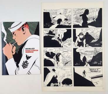 Attilio Micheluzzi - Tavola Originale"Rosso Stenton: Shanghai" + Volume - Page volante - EO - (1983/2019) | Catawiki