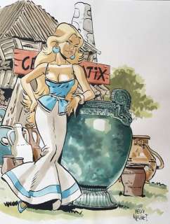Meynet, Félix - Dessin original couleur - Falbala - Hommage Ã  Uderzo & Astérix | Catawiki