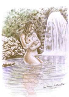 B. Delvecchio - illustrazione originale "Indiana sotto la cascata" - Loose page | Catawiki