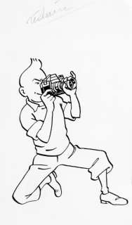 Hergé  (Studios) | Tintin et Milou, illustration Ã  l’encre de Chine … | Banque Dessinée