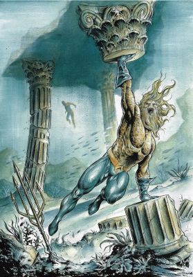 Gianluca Gugliotta | Aquaman and the Legend of Colapesce - Etna Comics Day Zero Poster Illustration | Raremarq (Buy It Now)