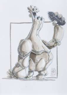 Marco Fabbri - Illustrazione Originale - "La storia infinita - Il mordiroccia" - tecnica mista - 20x30cm - Loose page - Other (2019) | Catawiki