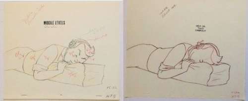 Tintin - 2x Croquis préparatoire pour film d animation - Tintin - On a marché sur la lune - (années 60) | Catawiki