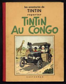 Herg | TINTIN "Tintin au Congo", album noir et blanc, dos A3, 1937, avec | Cornette de St Cyr