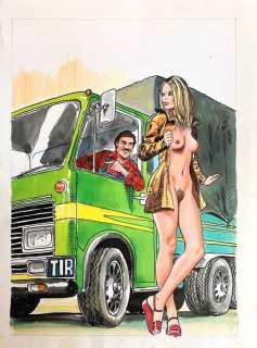 Milo Manara, Il Montatore n. 53 - Cover originale "Tir e smollala" - Loose page - (1977) | Catawiki
