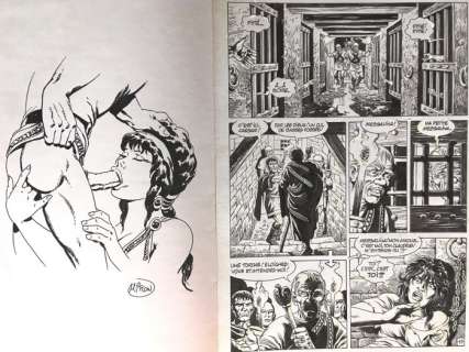 Messalina 5 + 6 - Original page (p.17 of book 5) + Original Illustration in book 6 (dédicace) - (2015) | Catawiki