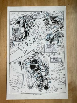 BABY ANGEL X #3 original art 1995 MISSILE shoots her out of SKY HALF SPLASH | eBay US (Buy It Now)