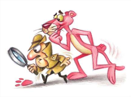 The Pink Panther & Inspector Clouseau - Shhhh! Footsteps - Signed Giclée - Joan Vizcarra - On Canvas | Catawiki
