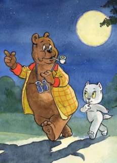 Bommel en Tom Poes - Originele aquarel - Heer Bommel en Tom Poes maken een nachtwandeling - (1990) | Catawiki