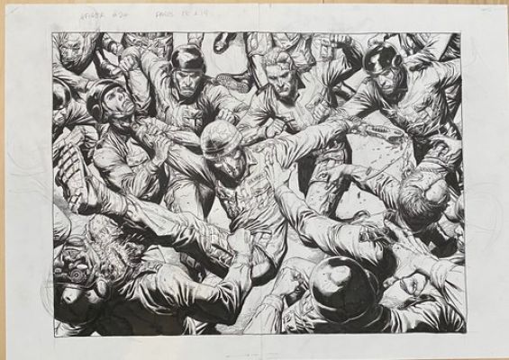 Gary Frank Geiger original comic art #24, p18/19. Superman, Batman, Hulk artist