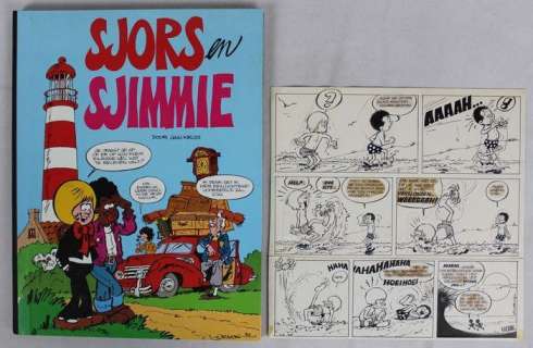 Sjors en Sjimmie - 3 originele stroken (p.14) met hc groot formaat - Raadsels op Schiermeeuwenoog - (1969/1988) | Catawiki