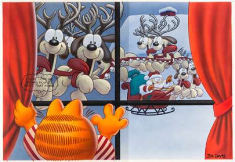 Jim Davis Studio Garfield’s Night Before Christmas Story Pages 16-17 Illustration Original Art (Grosset & Dunlap, ... | Heritage