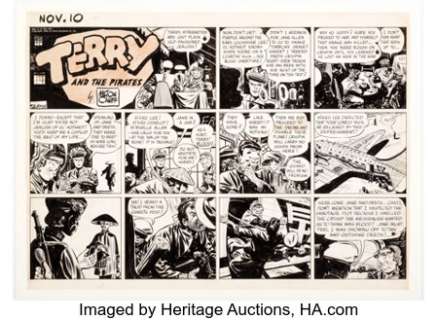 Caniff, Milton | Milton Caniff Terry and the Pirates Sunday Comic Strip dated 11-10-46 Original Art (Chicago Tribune, 1946).... | Heritage