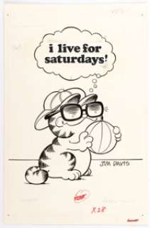 Davis, Jim | Jim Davis - Garfield "Saturday" Illustration Original Art (c.1980s).... | Heritage