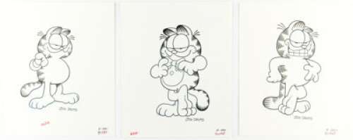 Davis, Jim | Jim Davis - Garfield "Poses" Illustration Original Art Group of 3 (c.1980s).... (Total: 3 Original Art) | Heritage