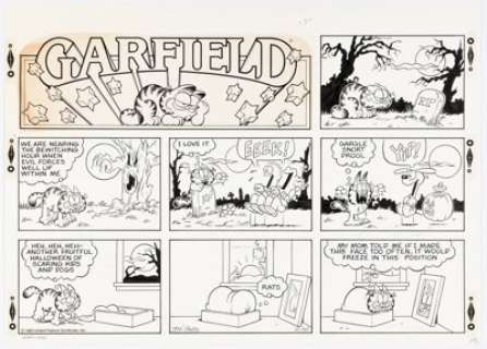 Davis, Jim | Jim Davis Garfield Sunday Comic Strip Original Art dated 10-30-83 (United Feature Syndicate, 1983). ... | Heritage