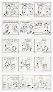 Davis, Jim | Jim Davis Garfield Consecutive Daily Comic Strip Original Art Group of 6 (PAWS, 1998).... (Total: 6 Original Art) | Heritage