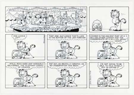 Jim Davis Garfield Sunday Comic Strip Original Art dated 3-26-06 (PAWS, 2006). | Heritage