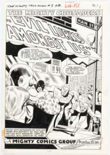 Paul Reinman The Mighty Crusaders #3 Complete 8-Page Chapter "Evil Lurks Amongst Us" Original Art (Archie, 1966). (Total: 8 Original Art)