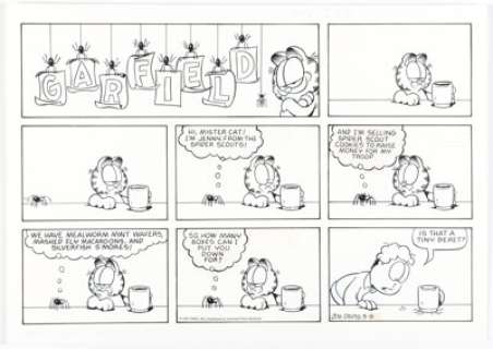 Jim Davis Garfield Sunday Comic Strip Original Art dated 3-9-97 (PAWS, 1997). | Heritage