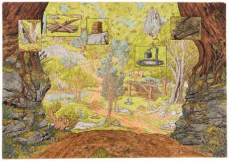 Dan Day and David Day Dragon Magazine #294 "Elminster’s Guide to the Realms: The Leaning Tree" Double Page Spread 72-73 Painting Original Art (Wizards of the Coast, 2002). | Heritage